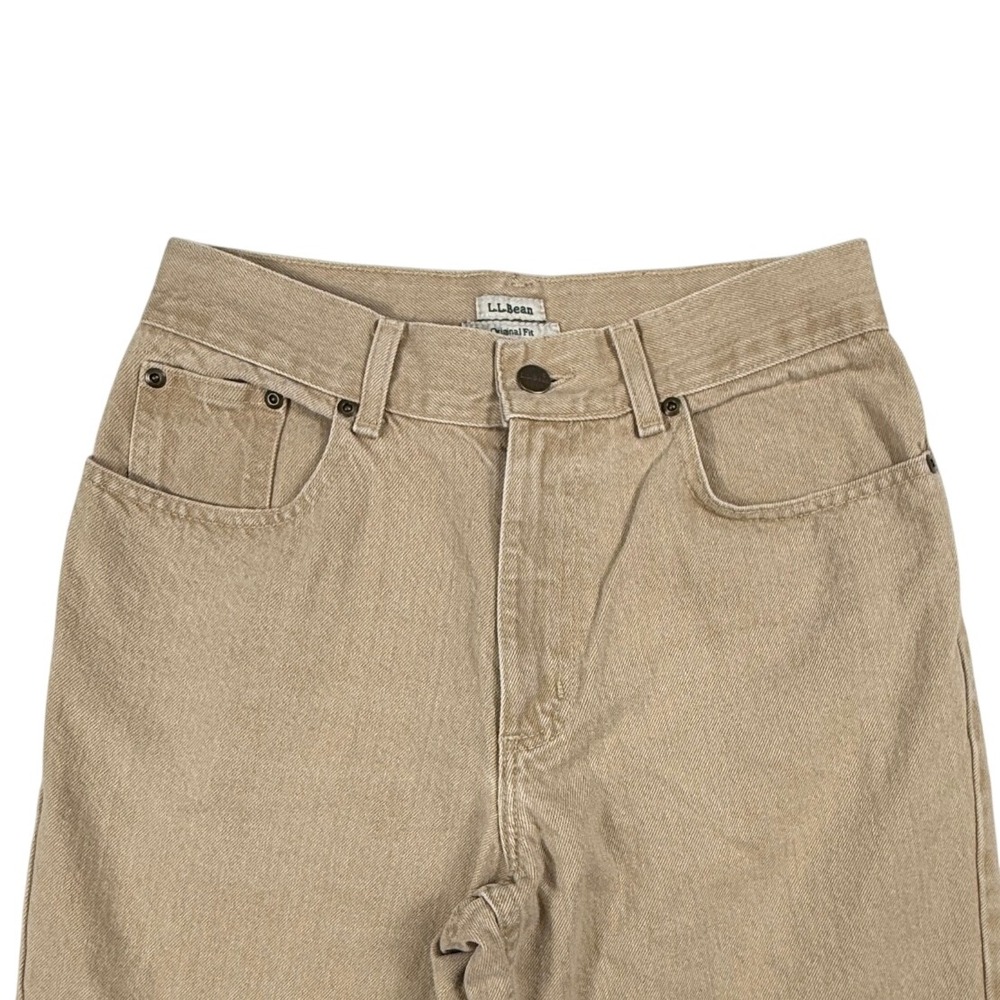 LL Bean Original Fit Jeans Womens 6MT‎ Tan Khaki Straight Leg High Rise Denim